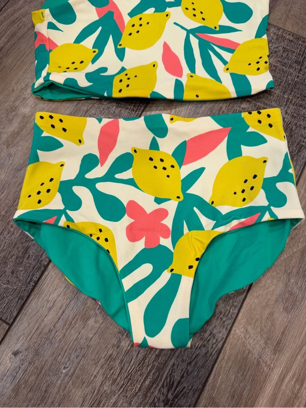 Hanna Andersson Reversible Bikini Lemon/Green Size 6-7
